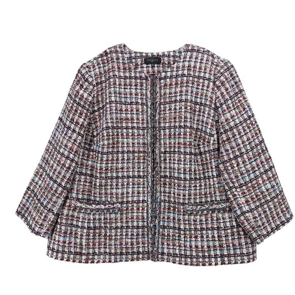 TALBOTS Adele Tweed Jacket Multi Colorful Metallic PLUS Size 24W - Picture 1 of 10